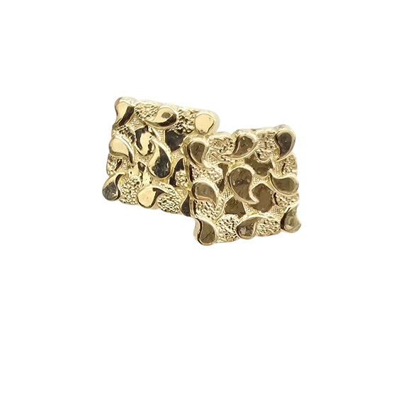 10kt Real Gold Square Shaped Nugget Earring